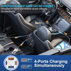 USB C Fast Car Charger, 65W 4-Port Dual USB-C & USB-A Multiport Car Phone Charger Adapter,Fast Charging Cigarette Lighter Adapter Truck Car Accessories for iPhone 16/16e/15 Pro Max,Samsung,iPad,Pixel