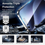 ESR 3+1 Pack for iPhone 15 Pro Max Screen Protector, [9H Hardness] [Military Grade Shatterproof] Full Coverage Ultra-tough Tempered Glass Film, Easy Installation Frame, 1 Set of Camera Lens Protector