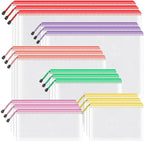 Umriox Zipper Mesh Document Pouch, 6 Assorted Size (6 Colors, 18 Packs), Clear Zipper Pouches, Waterproof Zipper Pouches for Craft Projects Office Supplies Cosmetics Travel Storage