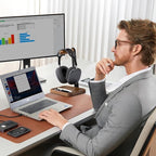 Headphone Holder For Desk,Desk Headphone Mount Rack,Headphone Stand With Storage Base,Accessories Managment,Solid Wood,Matte Black
