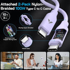 45W Super Fast Charger USB C, 45 Watt Type-C Android Phone Charger Fast Charging Block with 10FT Type C Cords for Samsung Galaxy S25 Ultra/S24 Ultra/S24+/S23 Ultra/S22 Plus/S20,Tab S9/S8 Ultra(Purple)