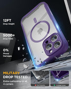 Miracase Magnetic for iPhone 16 Pro Case Full-Body Phone with Built-in Glass Screen Protector, [Compatible with MagSafe] Military Drop Proof 16 Pro Cover Bumper 6.3 inch, Purple