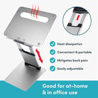 Laptop Stand for Desk, Ergonomic Sit to Stand Laptop Holder Convertor, Adjustable Height from 2.1" to 13.8", Supports up to 22lbs, Compatible with MacBook, All Laptops Tablets 11-17" - Silver