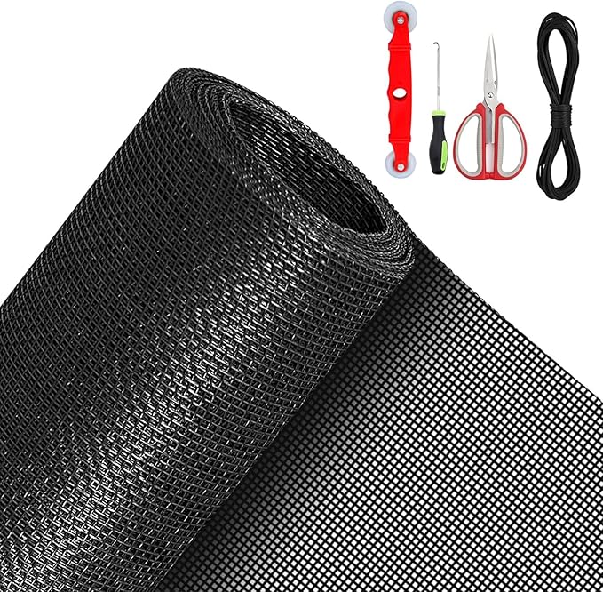QWR Pet Proof Window Screen Replacement Kit, 48"x118" Durable High Hardness Screen Mesh Replacement Window Screens Repair Kit for Sliding Screen Door,Patio and Windows.(Folded Package)
