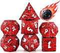 PJOY Metal D&D Dice Set for Dungeons and Dragons Dice with Case Meteorite Black Red 16mm Role Playing Cool DND Gifts for Players DM Board Game Masters