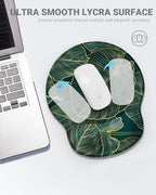 Ergonomic Mouse Pad Wrist Support, Comfortable Mouse Pad Wrist Rest, Relieve Wrist Pain Gel Mouse pad, Non-Slip Rubber Base Mousepad for Laptop, Computer(Green Leaf)