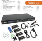 J-Tech Digital HDBaseT 4x4 Matrix Extender Switcher Supports HDMI2.0 HDCP2.2 4K60Hz 4:4:4 HDR Dolby Vison with 4 PoC Receivers, Over Single Cat5e/6 Cable, Control App, Compatible with Control4 Driver