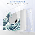May Chen Compatible with MacBook Pro 13 inch Case 2022 2021 2020 Release Models A2338 M2 M1 A2251 A2289, Plastic Hard Shell Case for MacBook Pro 13 Inch with Touch Bar Fits Touch ID, Great Wave