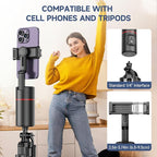 Auto Face Tracking Tripod, No App, Smart Shooting Phone Holder with Remote, 360° Rotation Body Phone Camera Mount with Phone Holder Body Smart Tracking Tripod for Vlog/TIK Tok, Rechargeable Battery