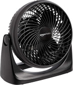 Amazon Basics Air Circulator Fan, Desk Fan for Bedroom, Home and Office, With 90-Degree Tilt Head, 3 Speed Settings, Lightweight (3 LBS), 35 Watts, Black, 11.1"W x 6.3"D x 10.9"H