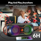 Portable Bluetooth Speaker with 120dB Loud Sound, Dynamic LED Lights, 5 RGB Modes, Bluetooth 5.3, USB/TF/AUX/FM/Mic Input/TWS, Built-in Handle, Party Speaker for Home, Outdoor, Party, Camping (RGB)