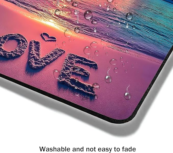 Mouse Pad, Cute Sunset Beach Mouse Pads for Desk, 9.5" x 7.9" Non-Slip Rubber Base Computer Mousepad with Women, Portable Square Design for Wireless Mouse and Pad Laptop Office & Travel