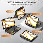 iPad Keyboard Case for 2024 M4 iPad Pro 13 inch, Magic Wireless Keyboard with Trackpad 7 Color Backlit, 360° Rotating Stand Transparent Protective Cover with Pencil Holder (Black)