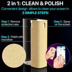 Mini Screen Cleaner Spray – Finger Proof Screen Cleaner for Smartphones, iPads, MacBooks, Laptops, Car Screens, Touchscreens – 3in1 Mist Cleaner, Microfiber Cloth and Protective Cover -Purple
