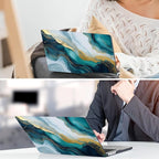 TWOLSKOO Compatible with M4 MacBook Air 15 inch Case 2025-2023 Released Model M4 A3241 M3 A3114 M2 A2941, Plastic Hard Shell & Screen Protector & Keyboard Cover & Type C Adapter, Graphite Marble
