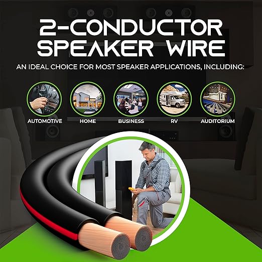 GearIT 14 Gauge Speaker Wire (100 Feet /30.48 Meters) with Banana Plugs (6 Pairs, 12 Pieces) Pro Series 14 AWG Speaker Cable - Black