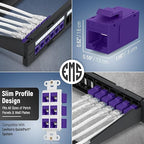Everest Cat6 RJ45 Keystone Coupler (24-Pack) in Purple - RJ45 Coupler - Cat 6 Couplers - Female to Female Cat6 Keystone Jacks - Ethernet Couplers - Ethernet Cable Extender