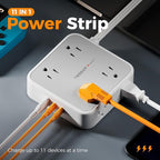 Surge Protector Power Strip, TESSAN Flat Plug Extension Cord with Multiple Outlets, 8 AC Outlets, 3 USB Ports(2 USB C), 5 Ft, 900 Joules Protection, 3-Sided Charging Station for Home Office Dorm Room