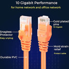 Rapink Patch Cables Cat6 3ft (24 Pack), Ethernet Patch Cable 10G Support, Cat 6 Patch Cable for Patch Panel to Switch, Flexiable Cat 6 Ethernet Cable with Gold Plated Orange