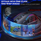 Redragon Wireless Gaming Mouse, MMO Gaming Mouse UP 16,000 DPI, 16 Macro Programmable Buttons, RGB Rechargeable with 12 Side Buttons, 70Hrs for PC Laptop MOBA FPS, M901P-KS