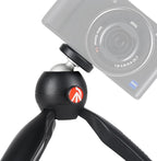 Manfrotto MTPIXIMII-B, PIXI Mini Tripod with Handgrip for Compact System Cameras, for DSLR, Mirrorless, Video, Made in Italy, Technopolymer and Aluminum, Black