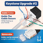 Everest 45° Angled RJ45 Cat6A Keystone Jacks 10-Pack in Black - Slim Profile Female RJ45 Connectors - Cat 6A Keystone Jack - Compatible with 45° Angled Speed Termination Tool - 45Term (B0BL3GS7ZY)