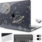 MEEgoodo for MacBook Air 13.3 inch Case 2021 2020 2019 2018 A2337 M1 A2179 A1932, Clear Case for MacBook Air M1, Hard Shell with Keyboard Webcam Cover & Trackpad Film & Type C Adapter,Moon