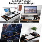 Galdas Gaming Mouse Pad XXL XL Large Long Extended Big Mousepad Non-Slip Rubber Keyboard Desk Pad with Stitched Edges for Laptop Home Office (31.5x11.8x0.08 Inch)-Floral Flower