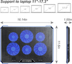 ICE COOREL Laptop Cooling Pad with 6 Cooling Fan, Laptop Cooler Fan with No Lights, Cooling pad for Laptop 15-17 Inches, Notebook Cooler Stand with 9 Height Adjustable, Cooler Pad for Lap or Desk Use