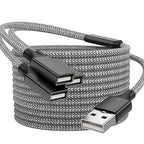 6.6FT USB A Male to 3 Female Extension Cable, USB Splitter 1 in 3 Out Support Charging and Data Transfer for Printer/Keyboard/Flash Drive/PlayStation/Laptop/LED Etc(Black)