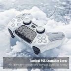 Geekshare G.S.TAC Tactical Compatible with PS5 Controller Skin Set, Tactical Silicone Cover for PS5 Wireless Controller with 2 Thumb Grips & 2 Stickers for Monster Hunter Wilds - White