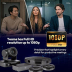 Teams Video Conferencing System – Full HD 1080p PTZ Camera with 10x Optical Zoom, 360° Omnidirectional Speakerphone, Noise Cancellation, Plug-and-Play USB, Zoom & Microsoft Teams Compatible