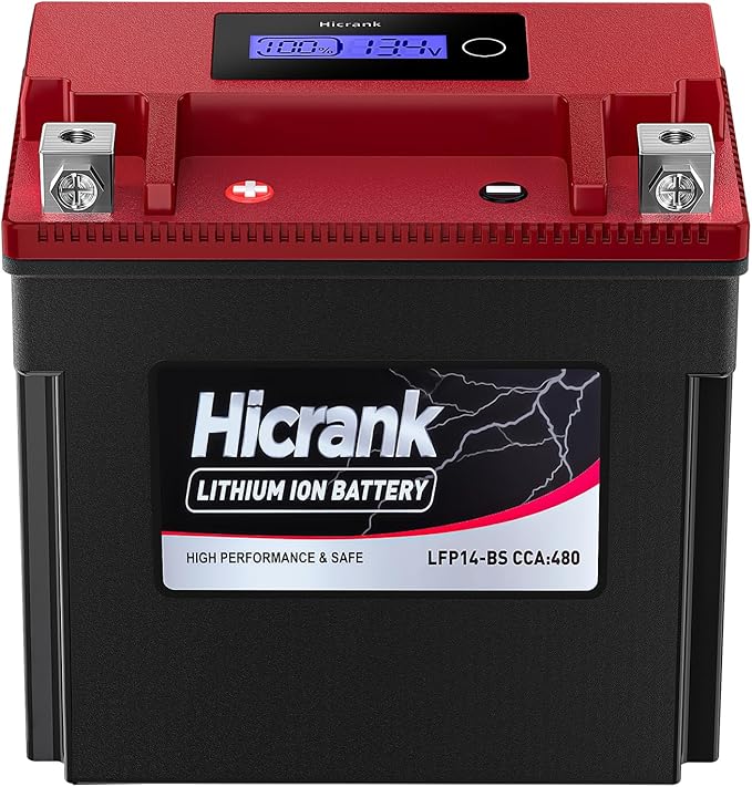 YTX14-BS, 400CCA, Lithium LiFePO4 Motorcycle Battery, Digital Readout,Fits for Kawasaki Ninja ZX-14R,Apirilia 850cc Scooter,Yamaha 660 cc ATV,Apex 1000cc Snowmobile,Honda Pioneer series UTV