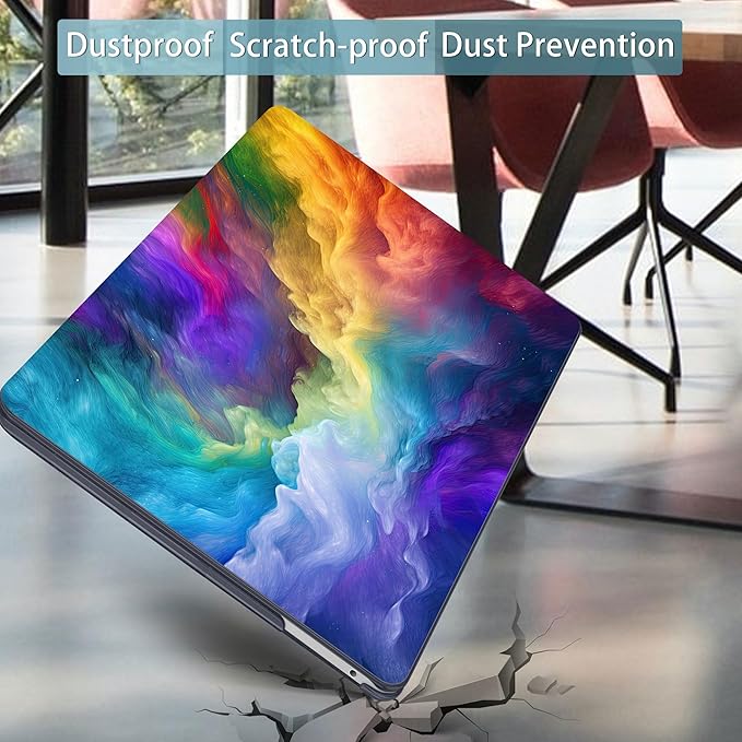Mektron for MacBook Air 13 Case A1466/A1369 (2010-2017 Release), Snap-on Plastic Hard Shell Cover for MacBook Air 13.3 inch with Keyboard Cover, Rainbow Cosmic