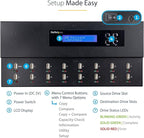StarTech.com Standalone 1 to 15 USB Flash Drive Duplicator/Cloner/Eraser, Multiple USB Thumb Drive Copier / Sanitizer, System File / Sector-by-Sector Copy, 1.5 GB/min, 3-Pass Erase, LCD, TAA
