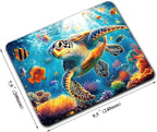 Sea Animal Colorful Turtle Mouse Pads for Desk, Portable Wireless Computer Mouse pad Small Design with Women, Non-Slip Rubber Base Laptop Mousepad 9.5" x 7.9" Smooth Surface for Office & Travel