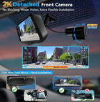 PORMIDO OEM 2K Rear View Mirror Camera,10" Mirror Dash Cam with Detached Front Backup Camera, Smart Full Touchscreen Rearview WDR Dashcam with Built-in GPS,64GB Card,Parking Monitor,Night Vision
