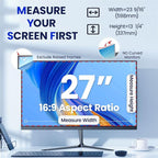 Magnetic Privacy Screen for Frameless Computer Monitor 27 Inch 16:9 Aspect Ratio,Hanging Blue Light Screen Protector Eye Protection Anti-Spy Shield, 27in Removable Privacy Filter