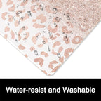 ITNRSIIET Mouse Pad with Stitched Edge Premium Textured Smooth Precise Operation Waterproof Washable Non-Slip Rubber Base Desktop Protection Mat, 10.2×8.3×0.12 inches, Rose Gold Leopard Print