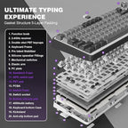 YUNZII B75 PRO Wireless Mechanical Keyboard,75% Layout with Knob,Hot Swap Gasket Structure,Creamy Pre-lubed Switches,RGB Backlit,Bluetooth/Type-C/2.4G for Win/Mac (Dark Grey, Milk Switch)