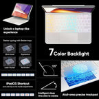doqo Keyboard case for iPad Air 13 (M2) 2024/(M3) 2025 and iPad Pro 12.9(6th,5th,4th,3rd Gen),Magic Keyboard case with Multi-Trackpad for iPad Air 13,Pro 12.9 2018~2022 Slim 7 Color Backlit White