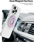 [2025 Upgrade] Magnetic Phone Grip for MagSafe Ring Holder, Two-Sided Magnets Phone Ring Grip Finger Kickstand Compatible with iPhone 16 Pro/Max 15 14 13 12 11 Plus & Android Phone (pink1)