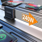 URVNS 240W USB C Charger, 8-Ports Compact GaN PD 100W PPS 45W QC20W Multiport Fast Charging Station for MacBook Laptop, iPhone 16 15 Pro Max, iPad, Galaxy S24 S22, Pixel and More