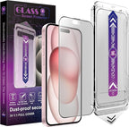2 Pack Matte Screen Protector for iPhone 14 Pro/iPhone 15 / iPhone 16,9H Tempered Glass,Full Coverage,Anti-Fingerprint,Auto Dust-Elimination,No Bubble,Easy Installation