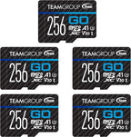 TEAMGROUP GO Card 256GB x 5 PACK Micro SDXC UHS-I U3 V30 4K for GoPro & Drone & Action Cameras High Speed Flash Memory Card with Adapter for Outdoor Sports, 4K Shooting, Nintendo-Switch TGUSDX256GU363