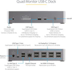 StarTech.com USB-C Quad Monitor Docking Station for MacBook Pro/Air M1 M2 M3 M4 & Windows, Universal 4K 60Hz HDMI DP Dock, Thunderbolt Compatible, 100W Laptop Charging