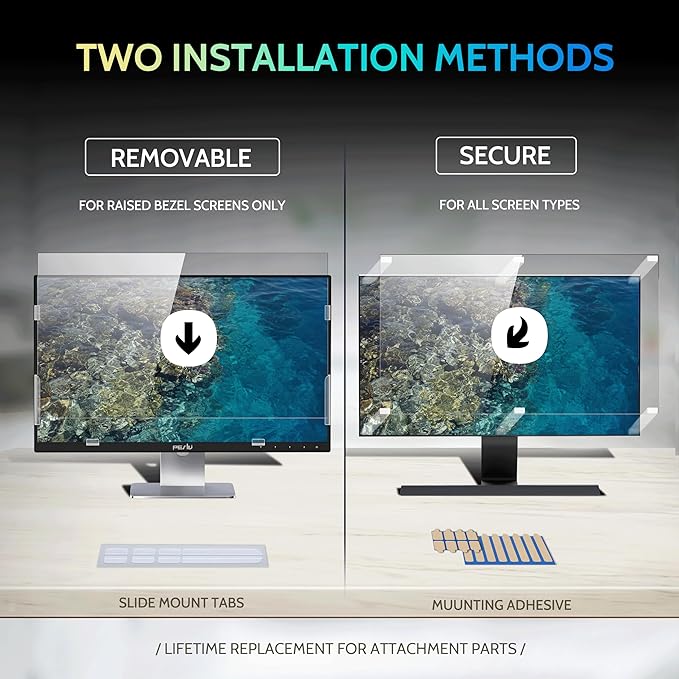 [2-Pack] 27 Inch Privacy Screen for Computer Monitor 16:9 Aspect Ratio, Eye Protection Anti Blue Light Glare Shield, 27inch Removable Black Blackout Anti Spy Desktop Security Private Filter