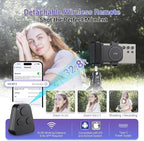 KIWIFOTOS Universal Phone Camera Grip Phone Tripod Mount with Remote Control & Cold Shoe Adapter for iPhone 16 Pro Max Samsung Travel Selfie Vlog Video Shooting Camera Grip