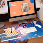 Large Gaming Mouse Pad for Desk, Falling Cherry Blossoms Desk Mat, Bright Full Moon Desk Pad, 31.5"x15.7" Extended Big Computer Keyboard Mouse Pad with Non-Slip Base and Stitched Edge