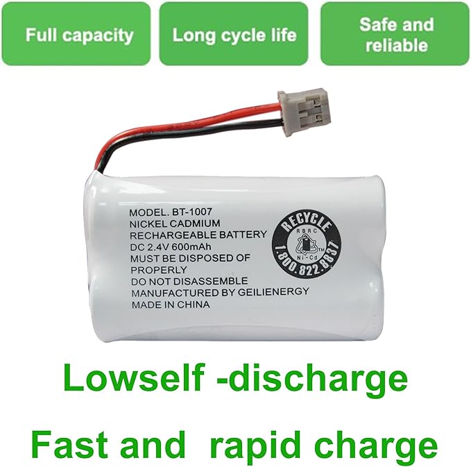 GEILIENERGY BBTY0651101 Battery Compatible with Uniden BT1007 BT-1007 BT904 BT-904 BT1015 BBTY0460001 BBTY0510001 BBTY0624001 BBTY0700001 HHR-P506, HHR-P506A Cordless Phone(4-Pack)